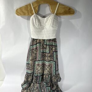 As U Wish‎ Floral Handkerchief Dress Size Medium Boho Summer Fit Spaghetti Strap